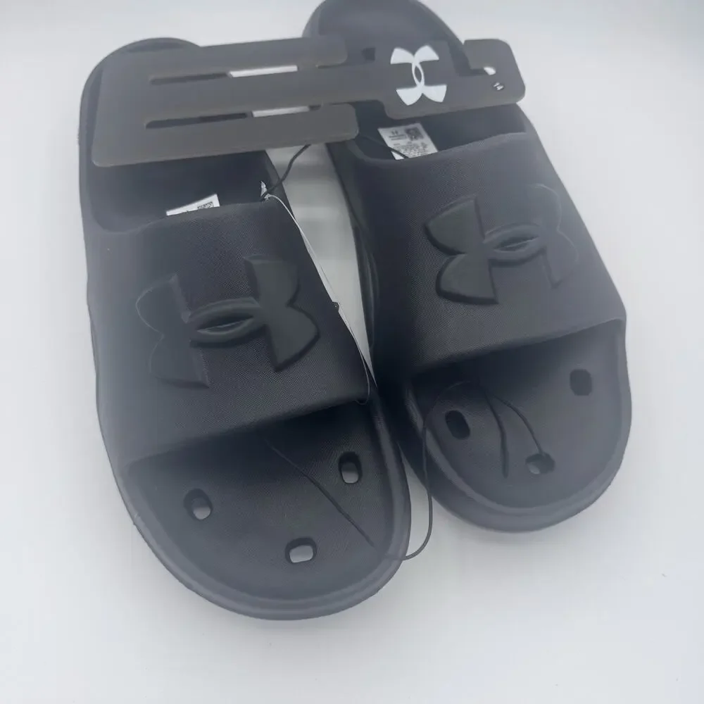 Under Armour Men's UA Locker V Slides Black/Black/Black - 3028094-001, Sz 14 New